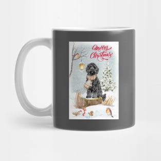 Black Labradoodle Merry Christmas Santa Dog Mug